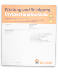 Wartungstafel D: DryExact & EcoMatic